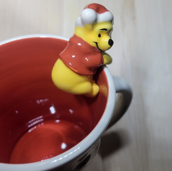Disney Winnie the Pooh Ho Ho Ho Coffee Mug with Winnie Figurine Santa Pooh - Picture 10 of 12